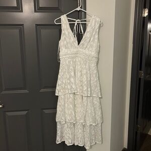Lulus Tiered White Midi Dress